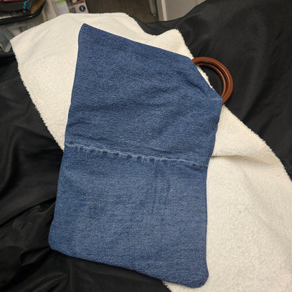 Denim Clutch and Carrying bag (purple floral lining)