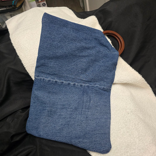 Denim Clutch and Carrying bag (purple floral lining)