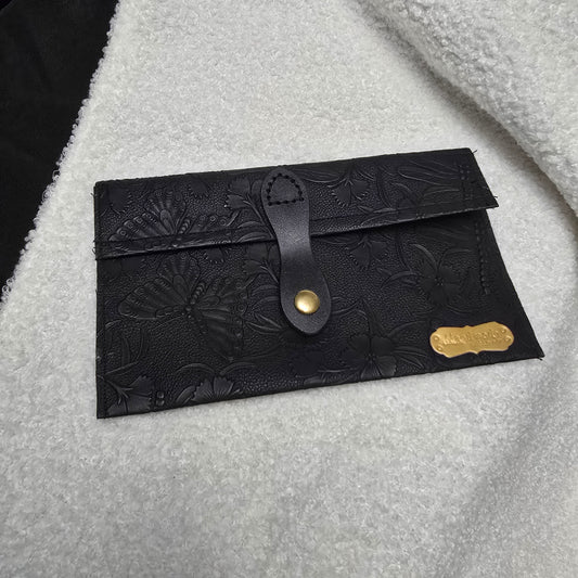 Faux Leather Wallet / Pouch (Butterfly - Black)
